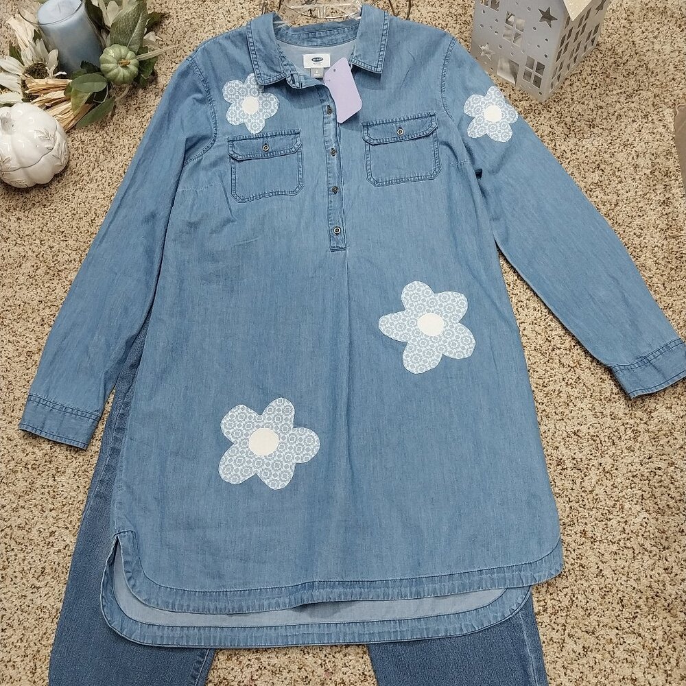 3716 Size Large Old Navy Upcycled With Vintage Flour Sac Applique. - Picture 2 of 10